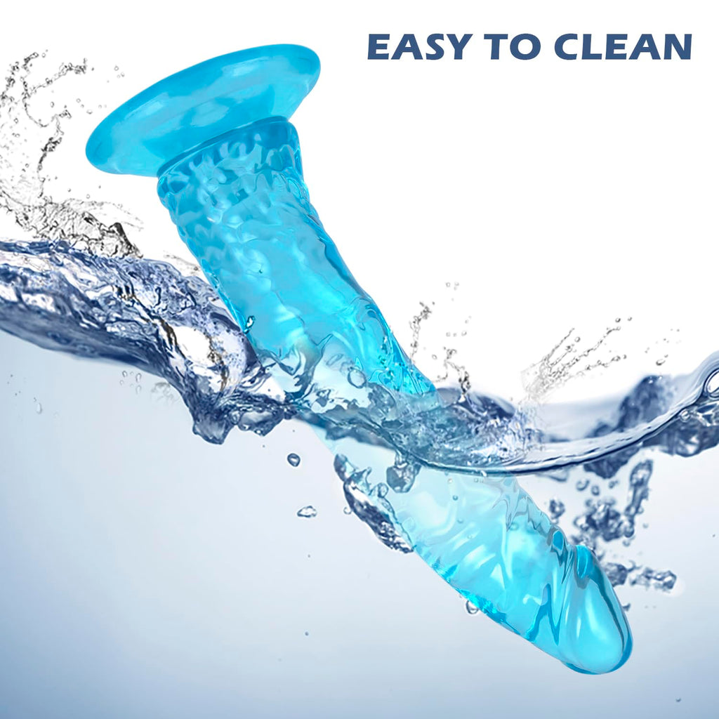 9.4 ' ' Soft Realistic Dildo Sex Toys with Suction Cup for Hands-Free Play, Blue Thick Penis Suitable for Women/Men/Gay/Couples