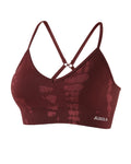 AUROLA Serpent Seamless Sports Bras for Women,Backless Padded Strappy Workout Gym Yoga Crop Tops,Burgundy,M