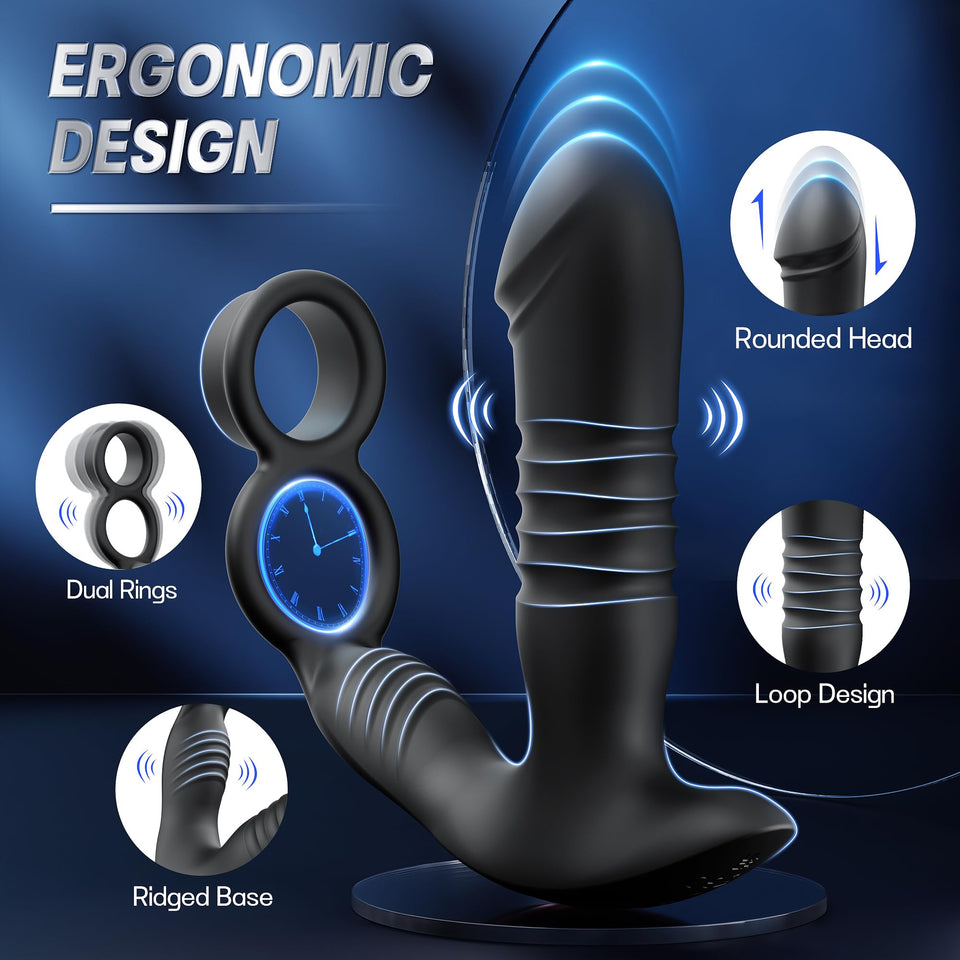 Lotene Prostate Massager Male Sex Toys for Men - 3IN1 Male Sex Toy with Dual Cock Ring, App & Remote Control Prostate Vibrator T