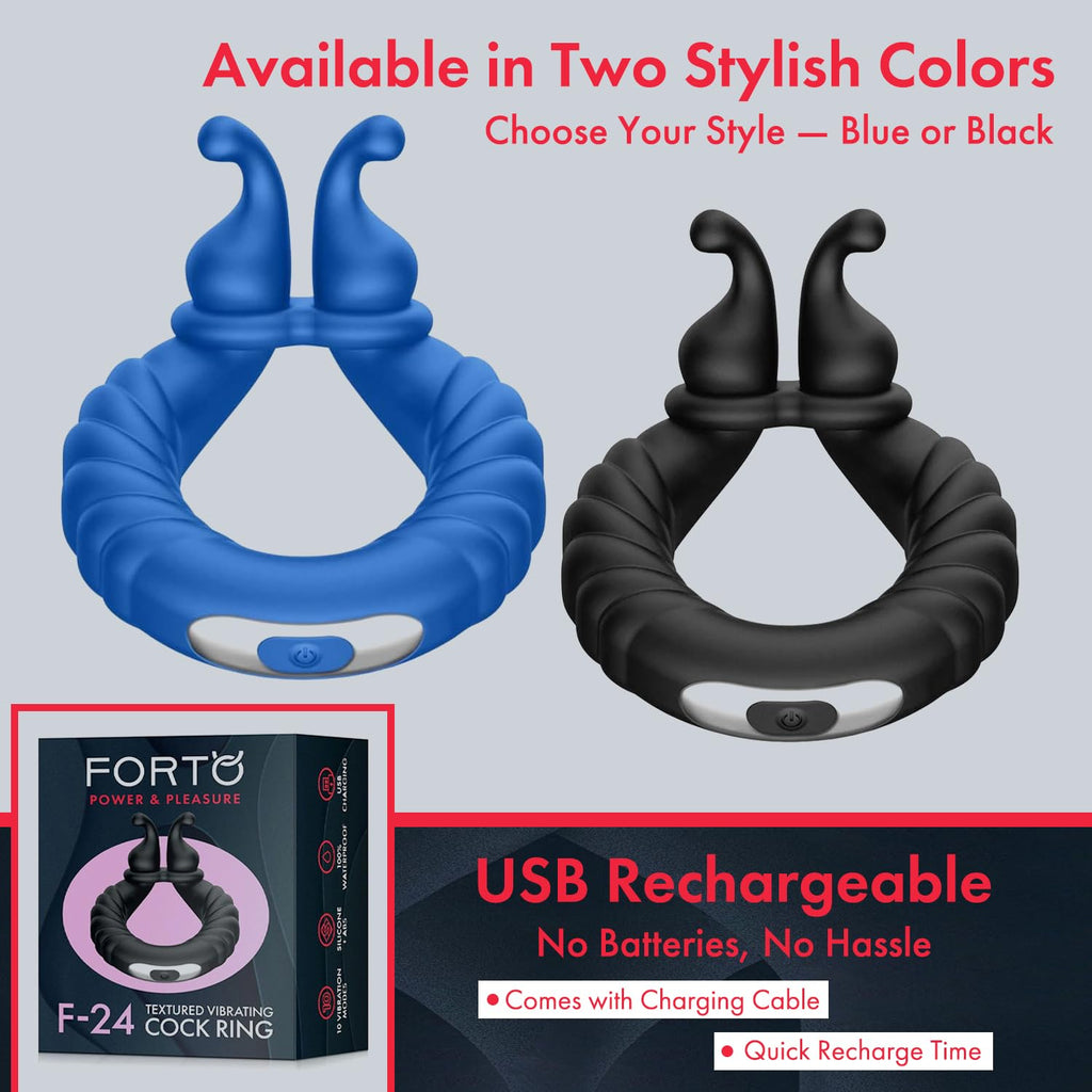Forto F-24: Sili Textur Vib Cockring Bk