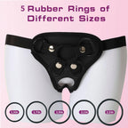 Strap On Dildo Harness, Plus Size Strapon Dildo Harness, Wide Bondage with Holes and 4 Rubber Rings, Adjustable Strap-on Harness