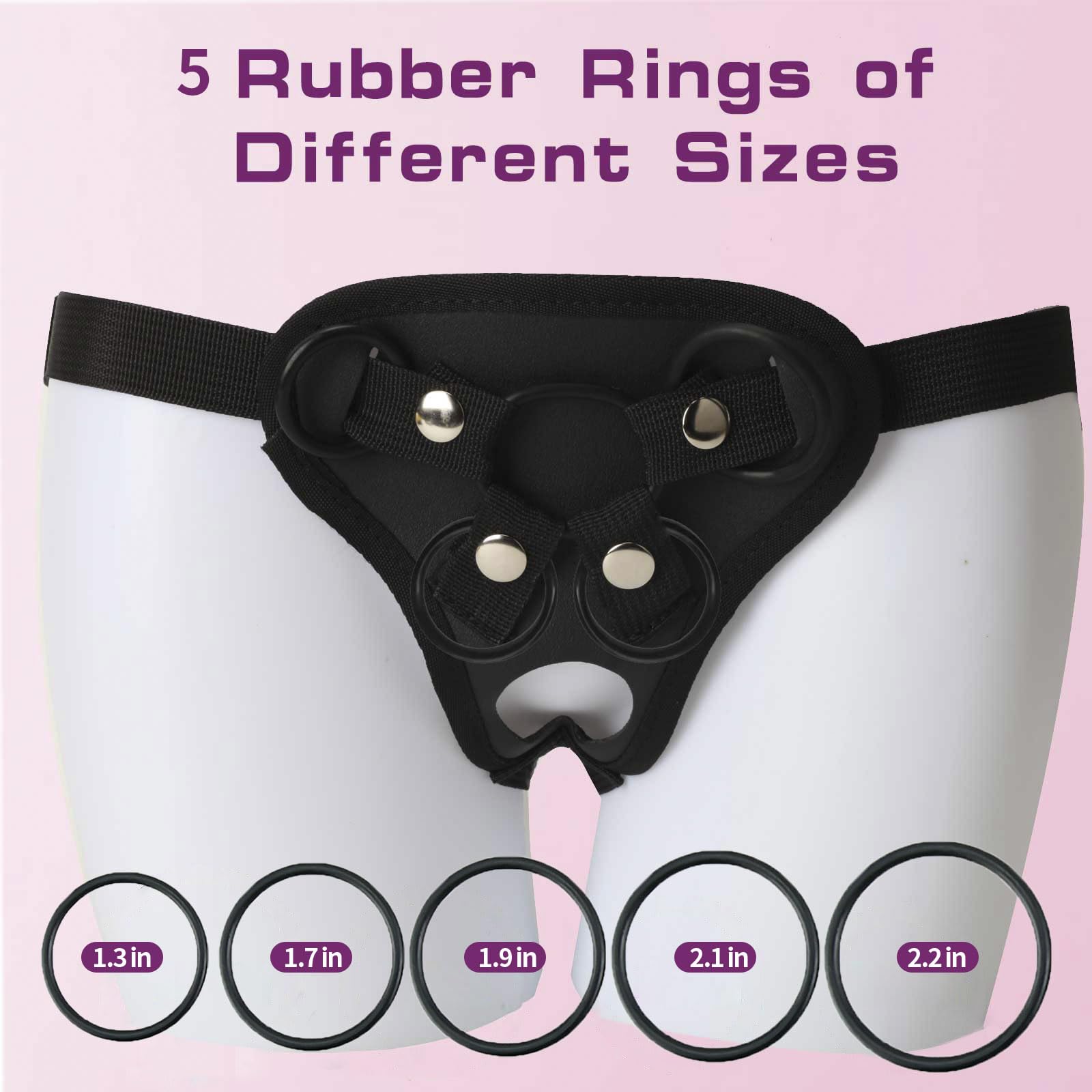 Strap On Dildo Harness, Plus Size Strapon Dildo Harness, Wide Bondage with Holes and 4 Rubber Rings, Adjustable Strap-on Harness