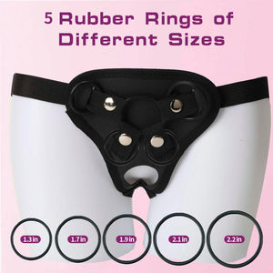 Strap On Dildo Harness, Plus Size Strapon Dildo Harness, Wide Bondage with Holes and 4 Rubber Rings, Adjustable Strap-on Harness