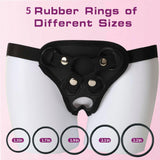 Strap On Dildo Harness, Plus Size Strapon Dildo Harness, Wide Bondage with Holes and 4 Rubber Rings, Adjustable Strap-on Harness