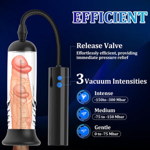 Automatic Penis Enlargement Pump for Men Erection with 3 Intensities, Male Adult Sex Toys Vacuum Sensuality Pump Penis Enlargers