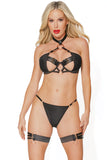 Black Label Bra,Gstring&Garter Blk/Rg Os
