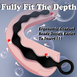 8.2-Inch Anal Beads Butt Plug with Pull Ring, Beginner 's Design G-Spot Stimulator with 7 Progressive Beads, Soft Silicone Prost