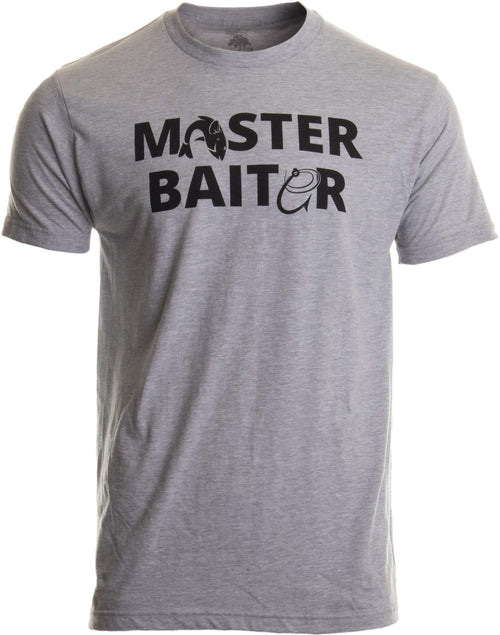 Ann Arbor T-shirt Co. Masterbaiter | Funny Fishing Fisherman Fish Master Baiter Dad Grandpa Joke T-Shirt-(Adult,M) Sport Grey