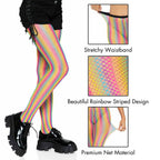 Neon rainbow stripped fishnet