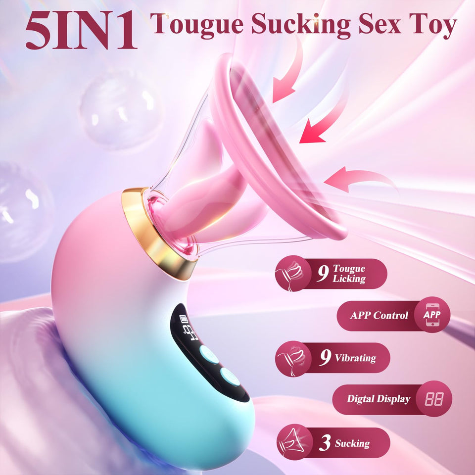 Gasevimo Sex Toys Rose Sex Toy Vibrator Rose Adult Toy Adult Toys for Women 3 Sucking, 9 Tongue Licking & Vibrating Vibrators, L