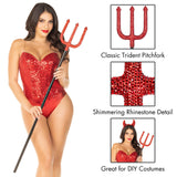 Detachable rhinestone pitch fork.