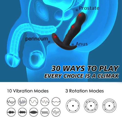 360? Rotating Anal Vibrator Prostate Massager, Anal Butt Plug with Ergonomic Design and 30 Powerful Stimulation Patterns for Beg