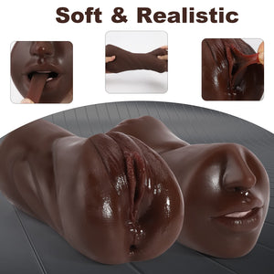 3 in 1 Pocket Pussy Male Masturbators with Bullet Vibrator - 10 Vibrations Modes Male Stroker with Textured Mouth Vagina & Tight