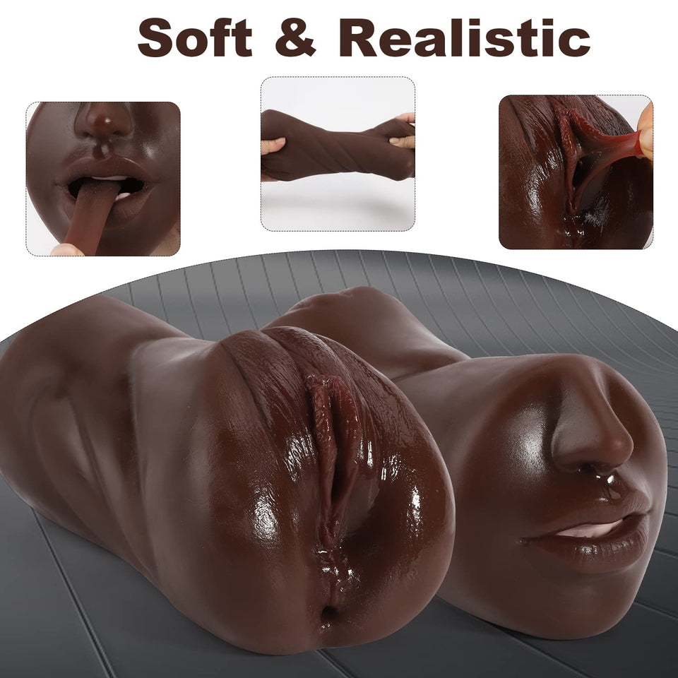 3 in 1 Pocket Pussy Male Masturbators with Bullet Vibrator - 10 Vibrations Modes Male Stroker with Textured Mouth Vagina & Tight