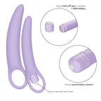 Calexotics Dr Laura Berman Intimate Basics Isabelle - 2 Piece Vibrating Silicone Dilators Set With Ergonomic Finger Loop - Waterproof Fetish Sex Toys For Couples - Purple