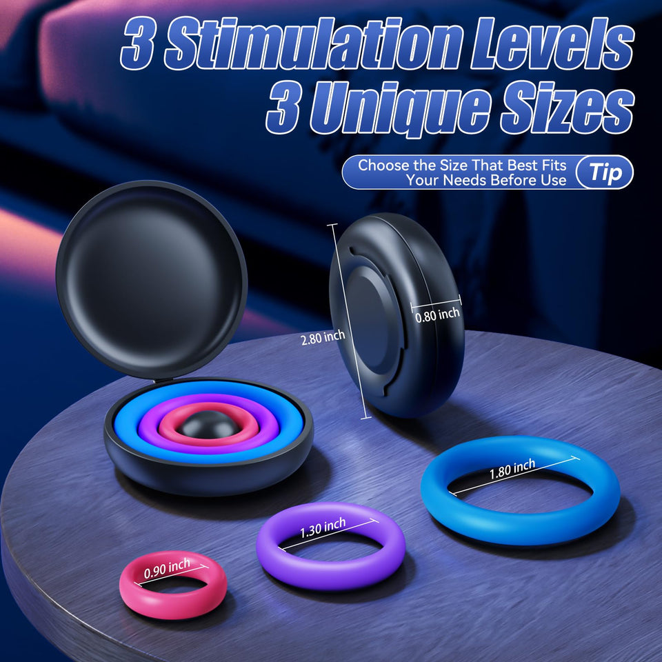 Sex Toys Silicone Penis Ring - Multi-Coloured Cockring Cock Sexual Stimulation Device with 3 Pcs Different Sizes for Erection En