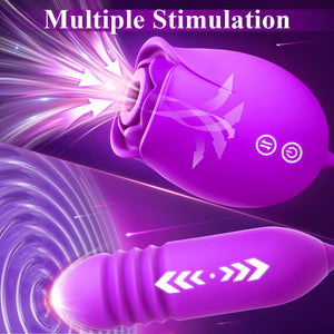 Vibrator Rose Sex Toy for Women - Upgraded Adult Toys Sex Toys for Women with 18 Sucking Vibrator Thrusting Dildo G Spot Vibrato