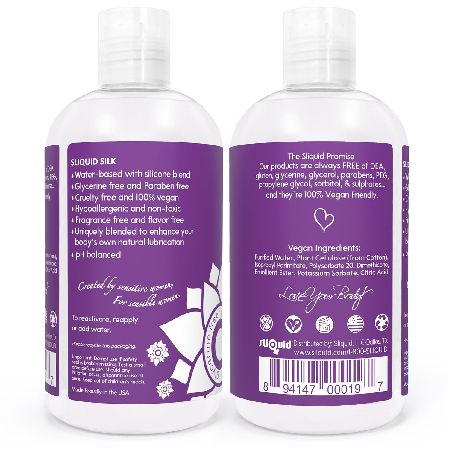 Sliquid Silk Intimate Lubricant - Silicone & Water-Based Lube Blend for Women/Men/Couples, Hypoallergenic Lube, Hybrid Silicone