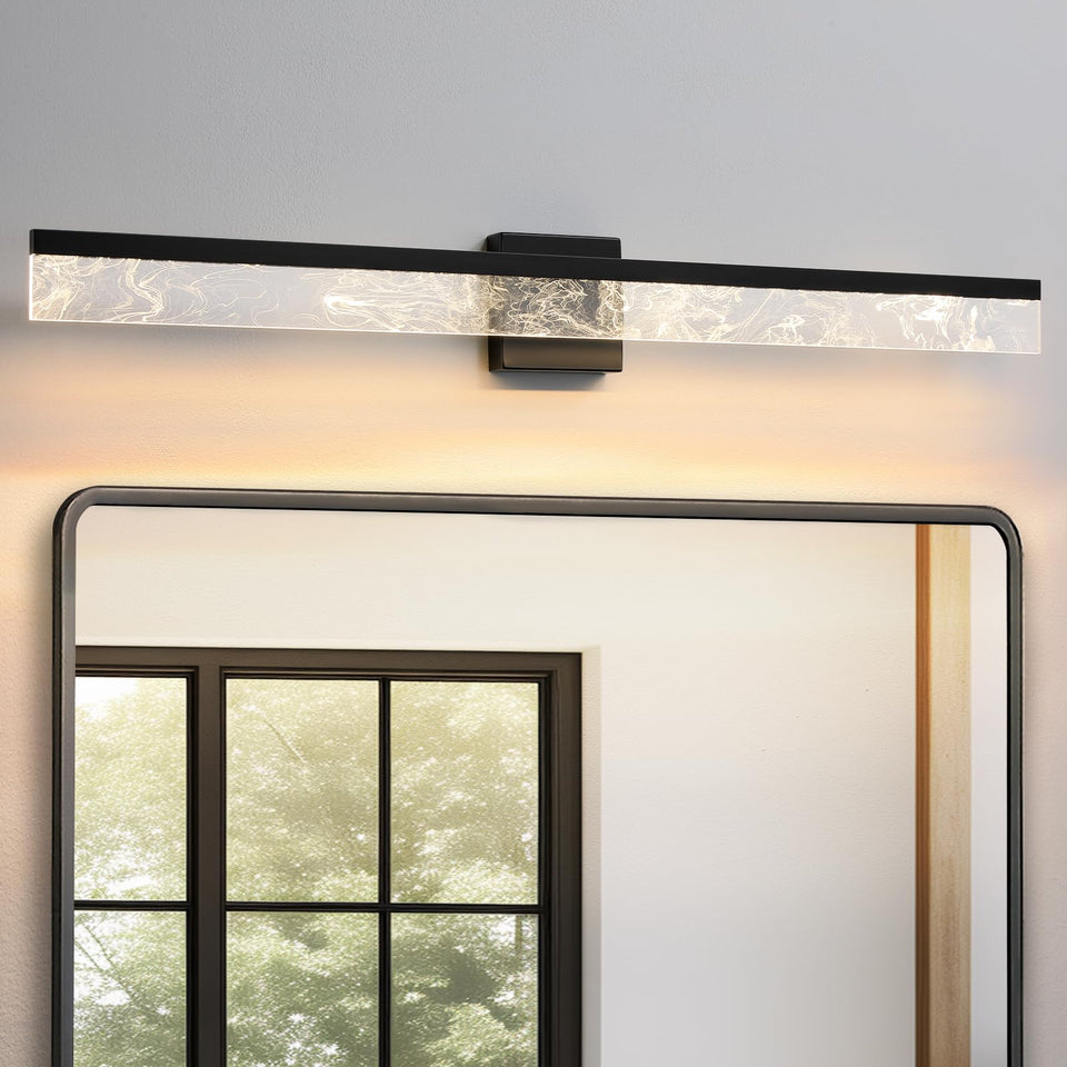Aijiasi Bathroom Light Fixtures Over Mirror, 39 Inch Bathroom Vanity Light Black Led Vanity Light Bar, 28W Dimmable Modern Bath