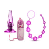 Blush Quickie Kit Vibrating Butt Plug - Anal Beads With 10 Graduated Sizes For Easy Entry - Tapered Tip - Perfect Kit For Beginners - Wired Remote Control Adjustable Vibration - Sex Toy For Adults