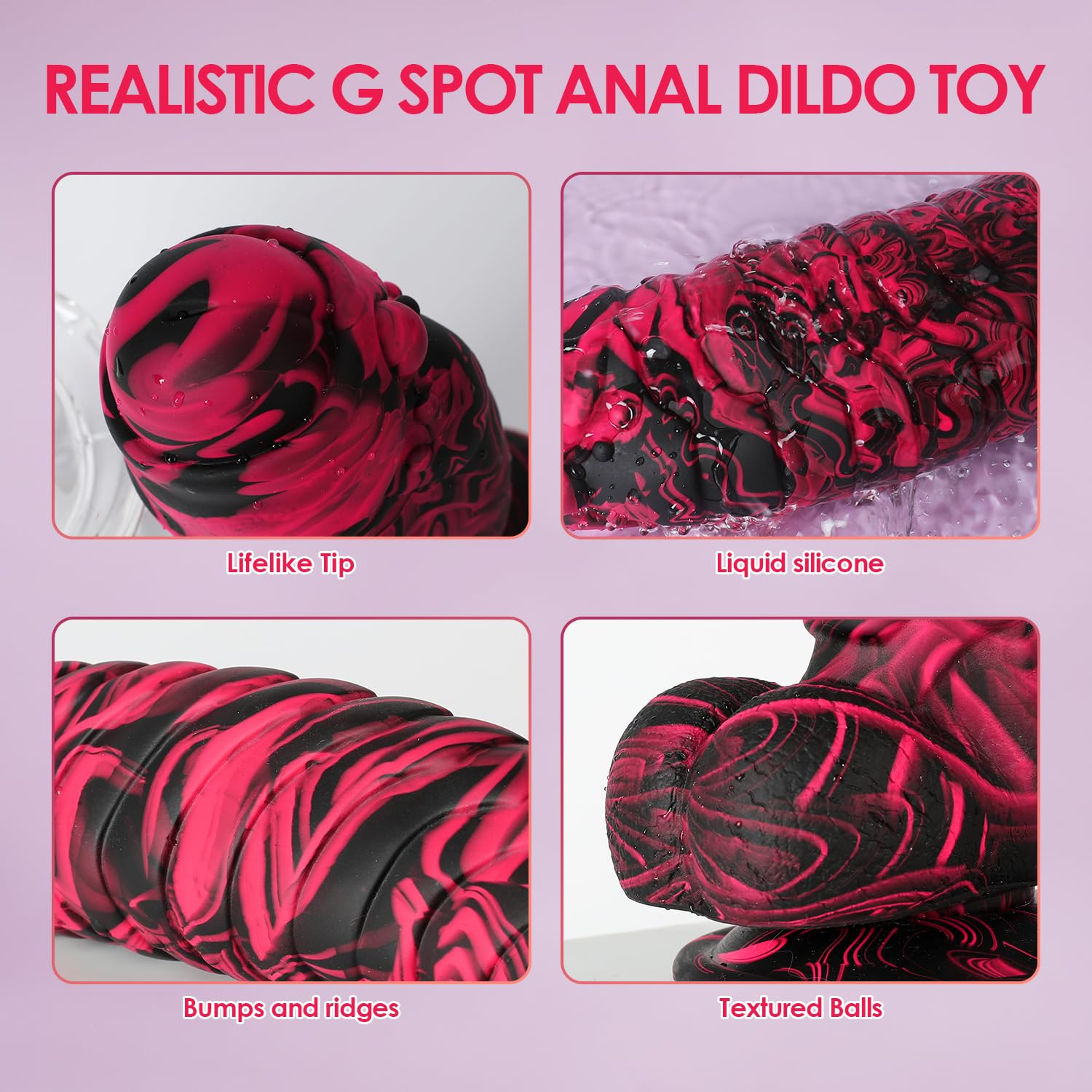 2.36 '' Diameter Fantasy Huge Thick Dildo, Big Realistic Colorful Flexible Dildos Stimulator with Strong Suction Cup for Hands-F