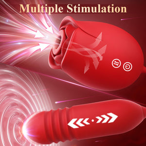 Sex Toys Dildo Rose Vibrator - Upgraded Rose Sex Toy for Women with 9 Sucking & 9 Thrusting Vibrating Dildos G Spot Vibrators fo
