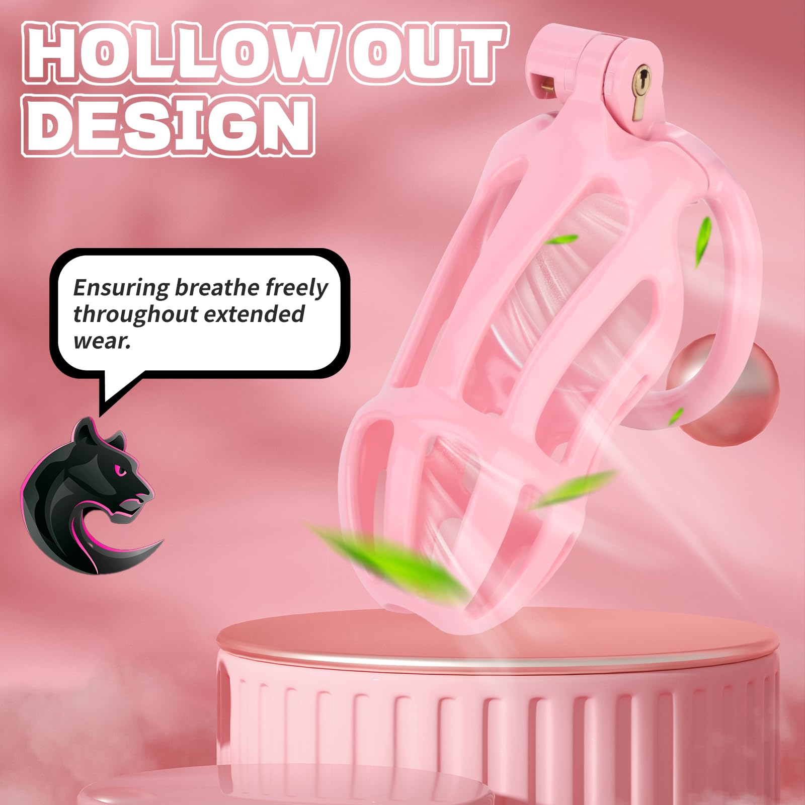 Male Chastity Cage, Lightweight Chastity Device with 5 Sizes Rings and Invisible Lock for Man Penis Exercise Bondage Gear & Acce