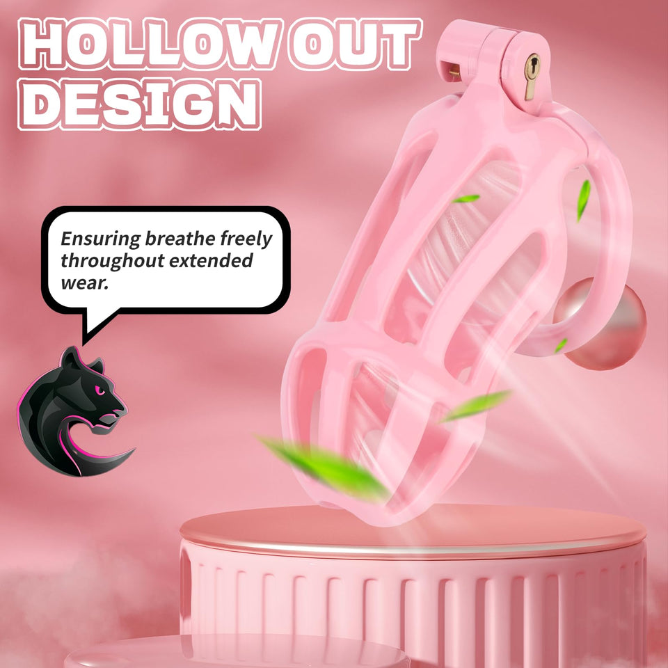 Male Chastity Cage, Lightweight Chastity Device with 5 Sizes Rings and Invisible Lock for Man Penis Exercise Bondage Gear & Acce