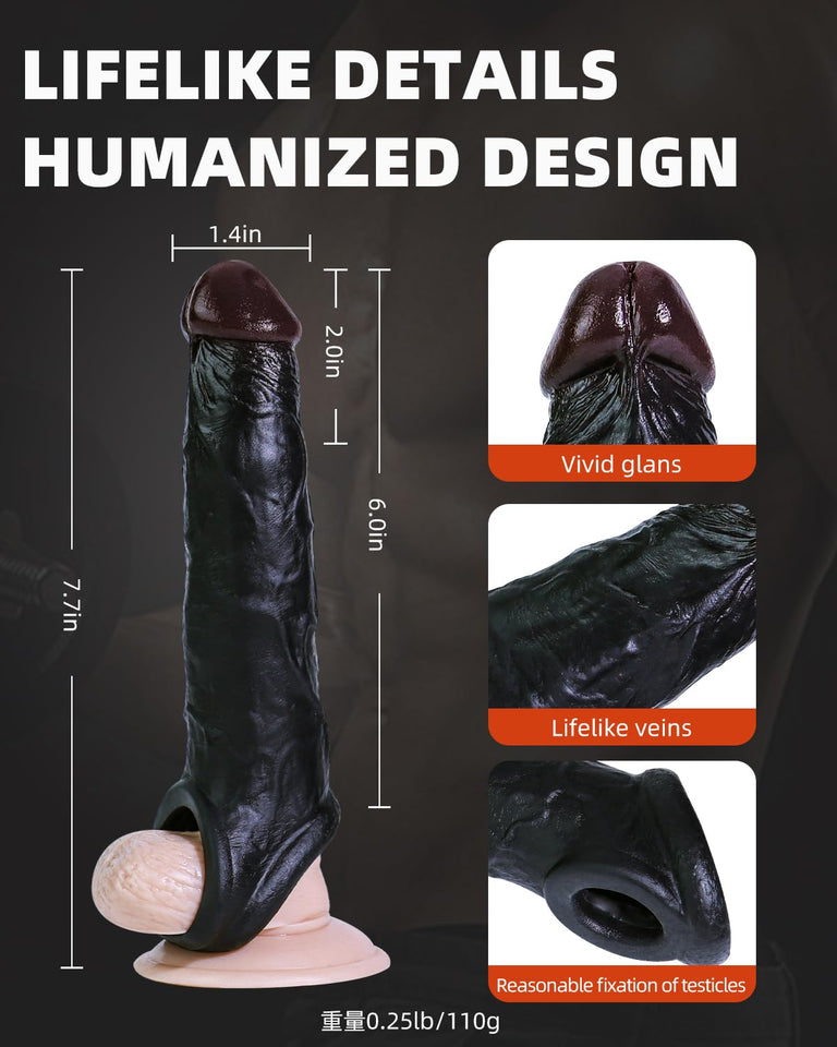 Penis Sleeve-Adult Male Sex Toys for Men Penis Extender Penis Rings Set with 3,Elastic Penis Ring to Enlarge Prolong for Men Cou