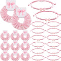 Hoteam 24 Sets Coquette Party Gifts Bulk Adjustable Coquette Bow Braid String Bracelets Pink Hair Scrunchies with Bow Cards Chee