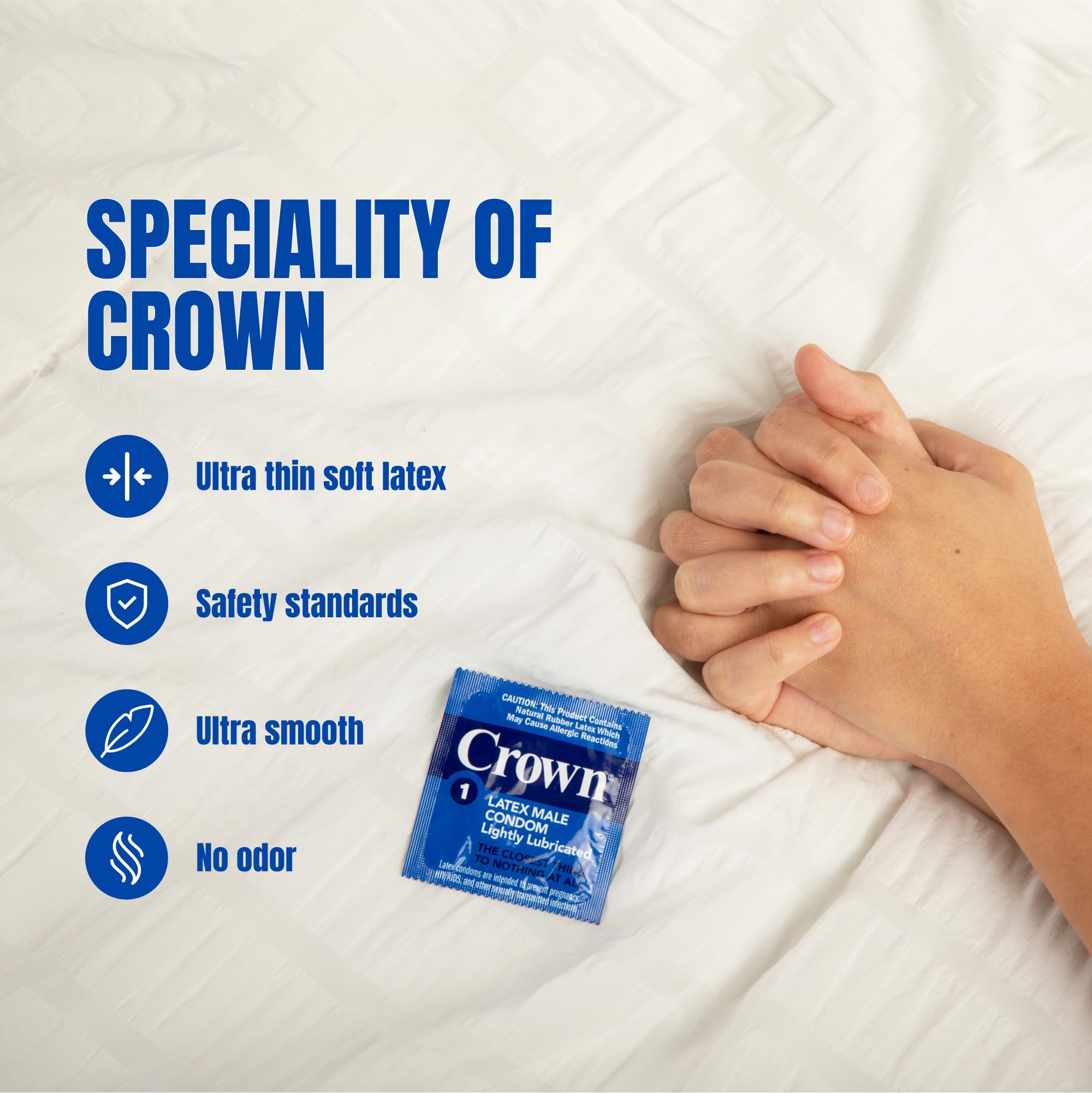 Crown Condoms - 100 Count - Lubricated Latex Condoms - Silkier, Thinner and Stronger (Pack of 100)