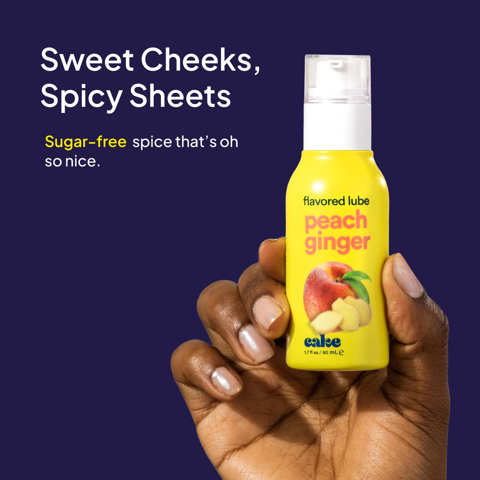 Hello Cake Peach Ginger Flavored Personal Lubricant - Water-Based Lube - No Aftertaste, Easy Clean-Up - Vegan, Sugar-Free, Glute