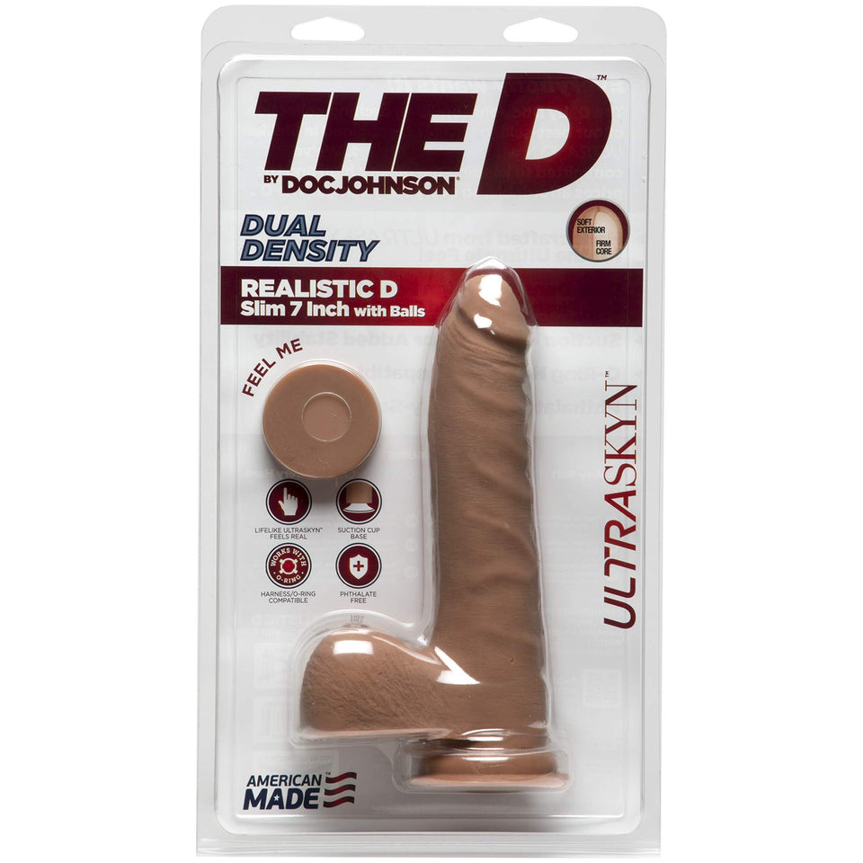 The D Realistic D 7 In Slim W/ Balls Ultraskyn Caramel