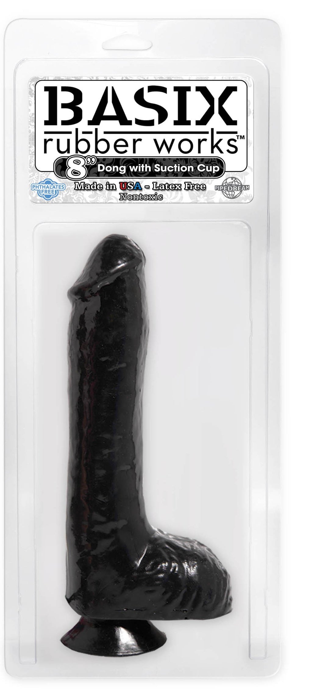 Basix 9'' Dong With Suction, Black