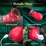 Sucking Vibrator Rose Sex Toy - 3 in 1 Adult Sex Toys Removable Cup for Clit Clitoral Nipple Stimulation, 360? Rotation G spot V