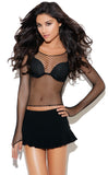 Fence Net Longsleeves Cami Top - Black