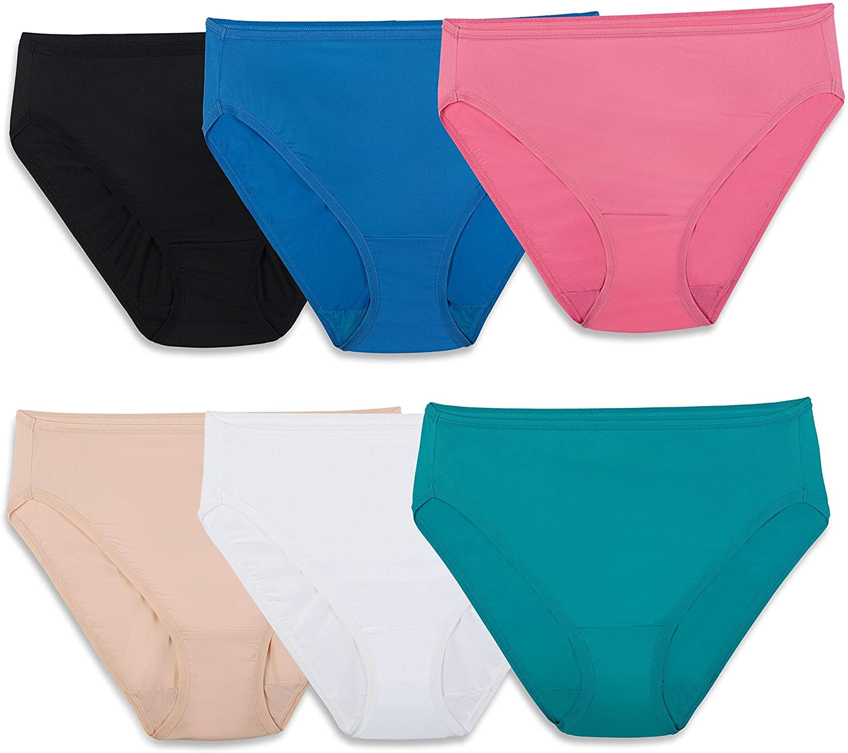 Fruit of the Loom Womens 6pk Microfiber Hi-Cut, Assorted, 7
