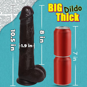 Huge Dildo,10.5 Inch Realistic Movable Foreskin Black Dildos,Long Thick Penis Dildo Adult Sex Toys for Women,Double Liquid Silic