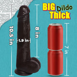 Huge Dildo,10.5 Inch Realistic Movable Foreskin Black Dildos,Long Thick Penis Dildo Adult Sex Toys for Women,Double Liquid Silic