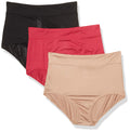 Warners womens Blissful Benefits Breathable Moisture-wicking Microfiber Brief Rs4963w Underwear, Black/Toasted Almond/Vivacious