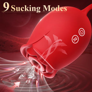 Sex Toys Dildo Rose Vibrator - Upgraded Rose Sex Toy for Women with 9 Sucking & 9 Thrusting Vibrating Dildos G Spot Vibrators fo