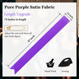 CIEHER Purple Sash Blank Satin Sash Bride Sash Custom Sash Prom Court Sash Mommy to Be Sash Birthday Sash Bride to Be Sash Bache