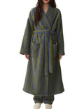 Arssm Womens Striped Fluffy Robe Long Plush Bathrobes Fuzzy Warm Cozy Thick Loungewear Maxi Robe(Green-S)