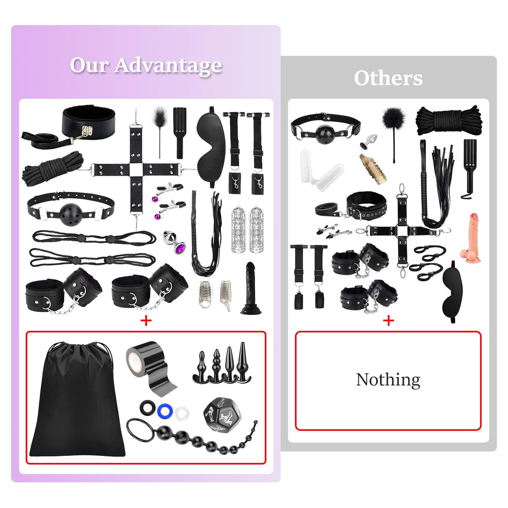 36Pcs BDSM Bondage Sex Toys Sets, Upgrade Restraints Gear & Accessories, Sex Toy Kit for Women and Couples, Adults Toys with Han