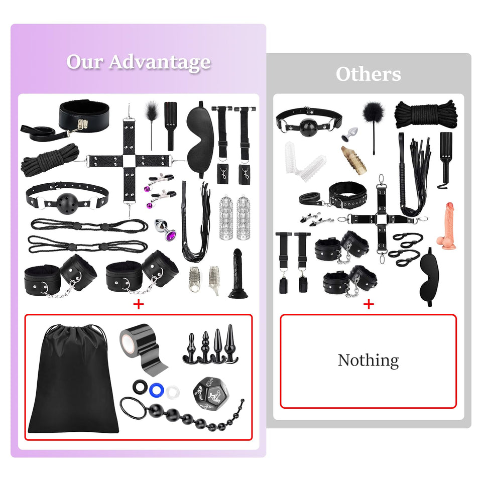 36Pcs BDSM Bondage Sex Toys Sets, Upgrade Restraints Gear & Accessories, Sex Toy Kit for Women and Couples, Adults Toys with Han