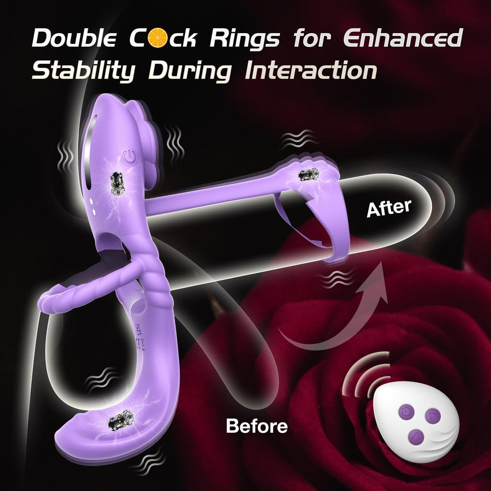 Vibrating Cock Ring Vibrator for Couples, Erection Penis Ring Sex Toys with Rose Clitoral Stimulator, Male Sex Toy with 10 Vibra