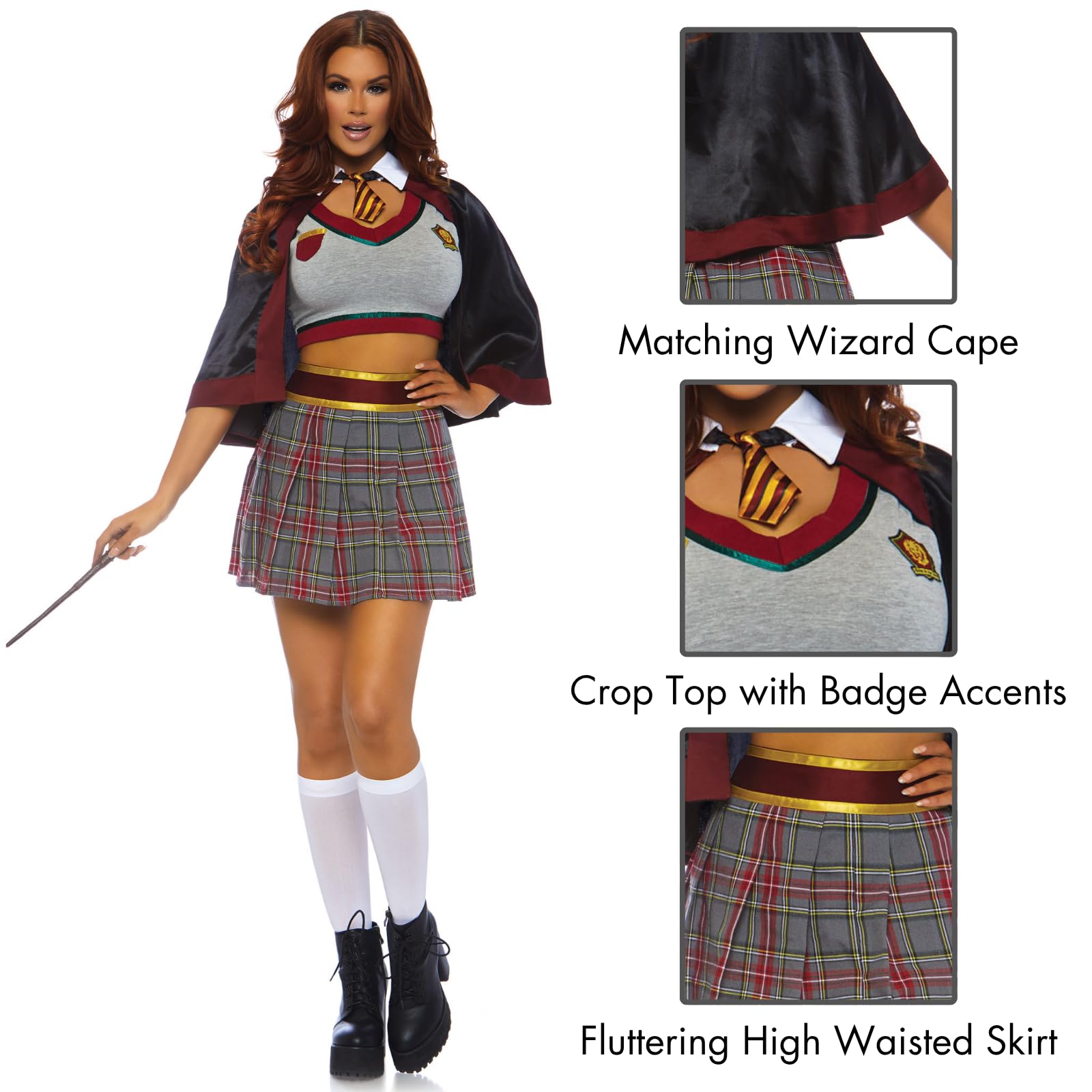Leg Avenue 3 PC Spellbinding School Girl, Multicolor Color