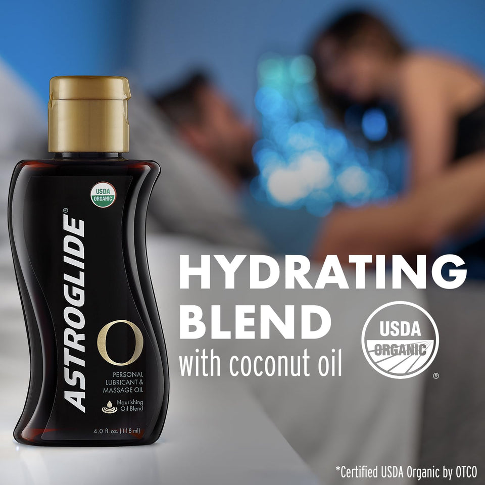 Astroglide O Organic, Essential Oil Based Personal Lubricant And Massage Oil, 4 Oz.