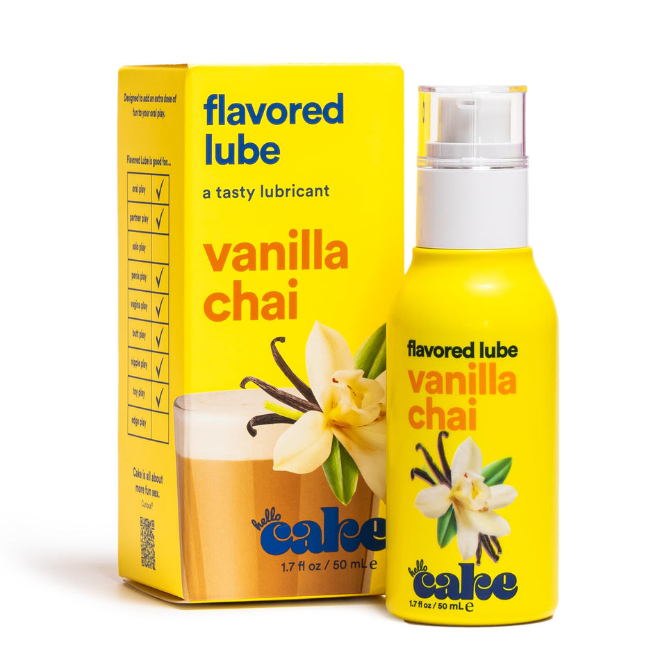 Hello Cake Vanilla Chai Flavored Personal Lubricant - Water-Based Lube - No Aftertaste, Easy Clean-Up - Vegan, Sugar-Free, Glute