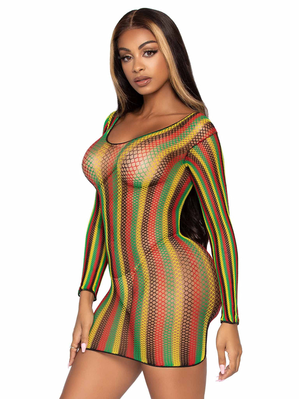 Rasta Net Long Sleeve Mini Dre - O/S / Multicolor